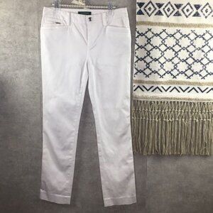 Lauren Ralph Lauren White Petite Straight-Leg Pants 2P Cotton/Elastane Blend